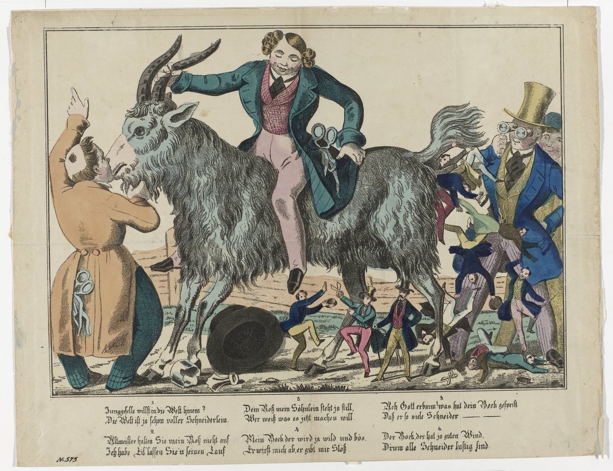 Räätäli ja pukki, 1830-1840, nro. 575 tekijältä Anonymous