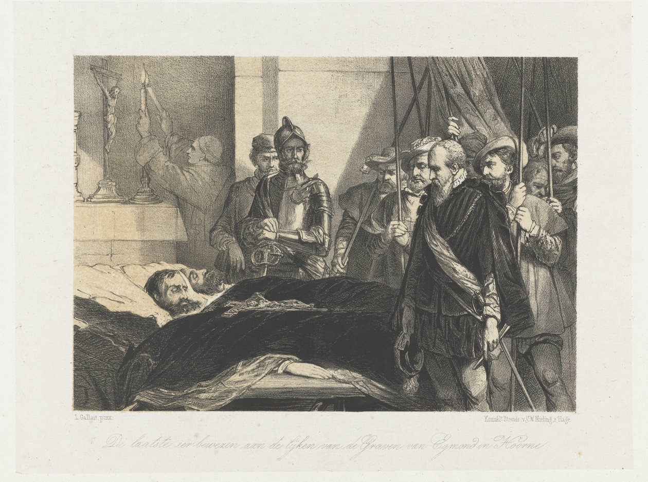 Viimeinen kunnianosoitus Egmondin ja Hornen ruumiille, 1568 Viimeinen kunnianosoitus Egmondin ja Hoornen kreivien ruumiille (nimi esineessä) tekijältä Anonymous