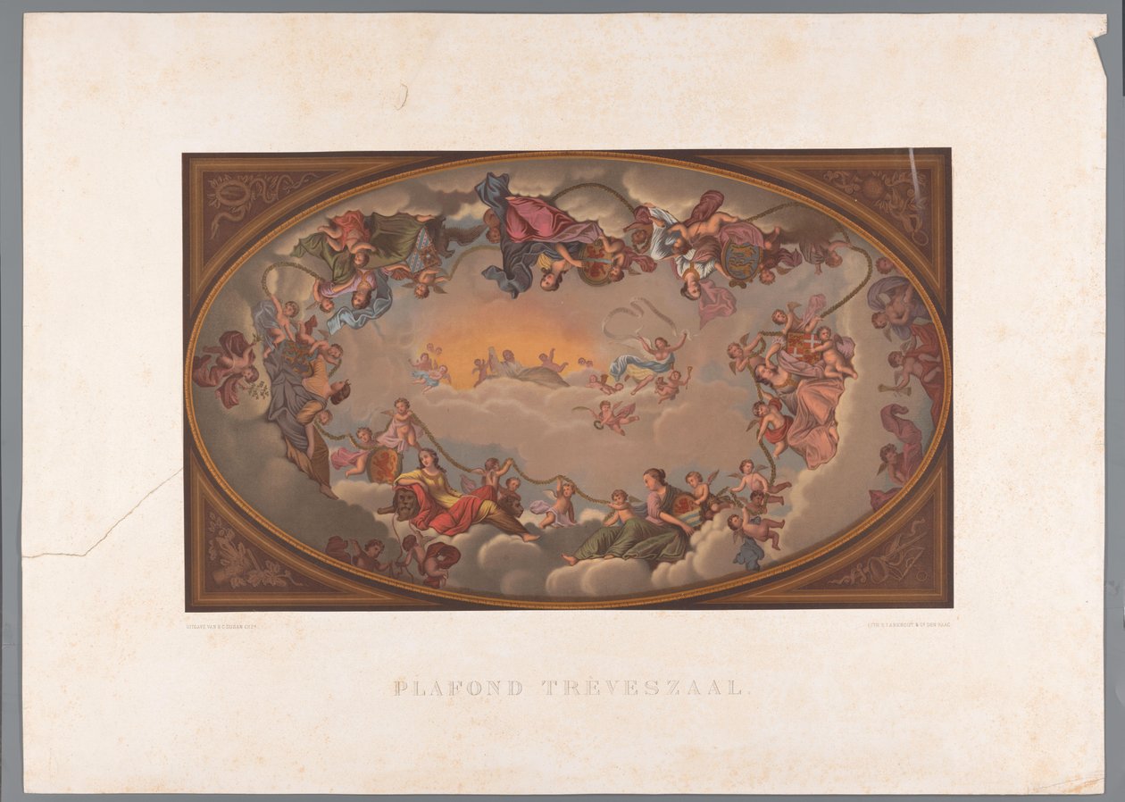 Trêveszaalin kattomaalaus Binnenhofissa Ceiling Trèves -huone (otsikko esineessä) tekijältä Anonymous