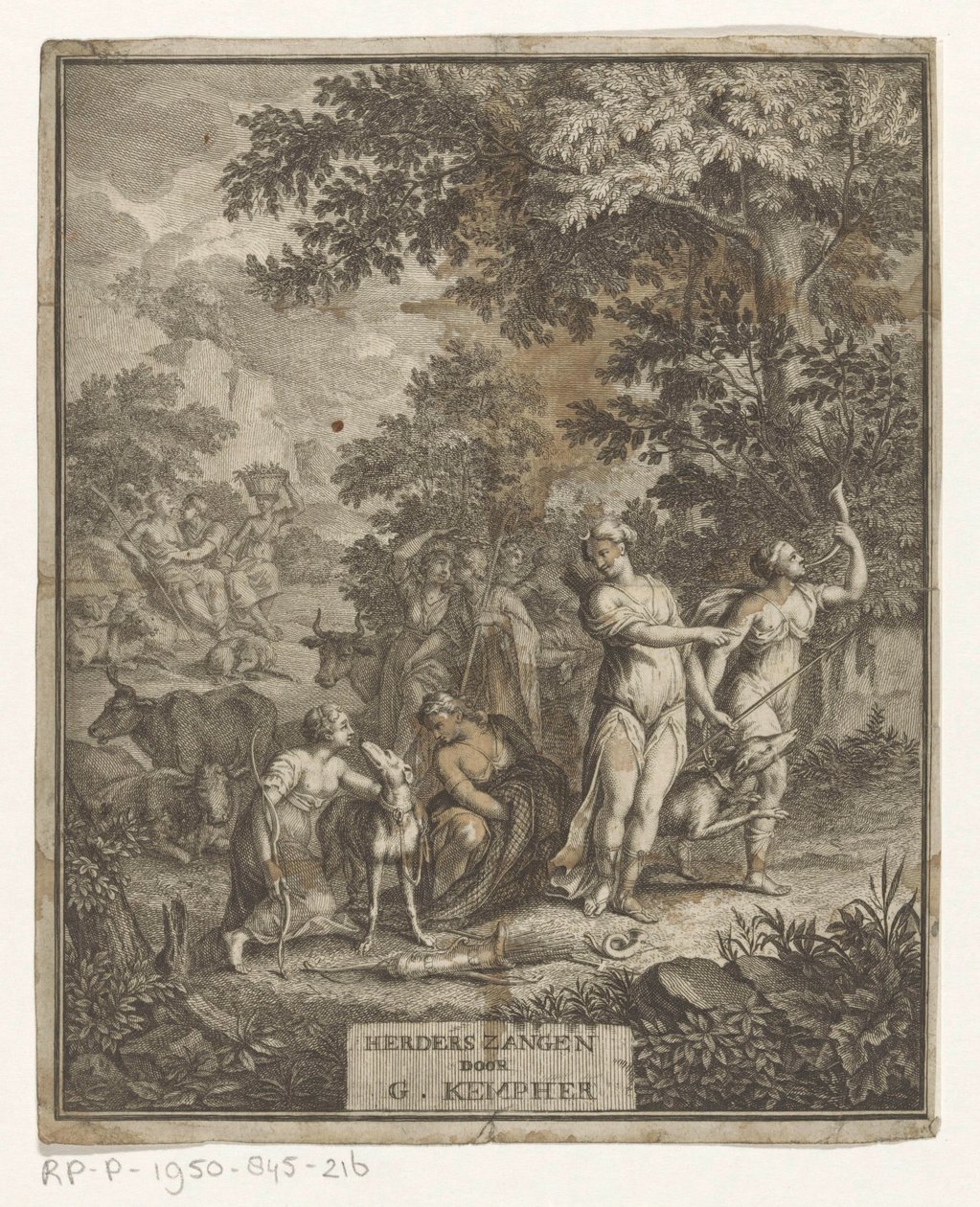 Diana ja paimenet Nimisivu: Gerard Kempher, Herderszangen, 1732 tekijältä Anonymous
