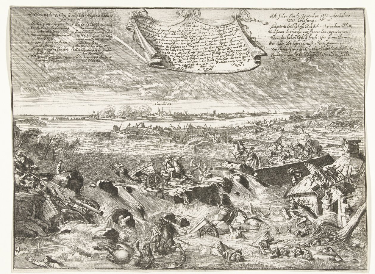 Dijkdoorbraak lähellä Coevordenia, 1673 Mieti, miten ja missä muodossa se Munsterin piispan määräyksellä (...) (otsikko esineessä) tekijältä Anonymous