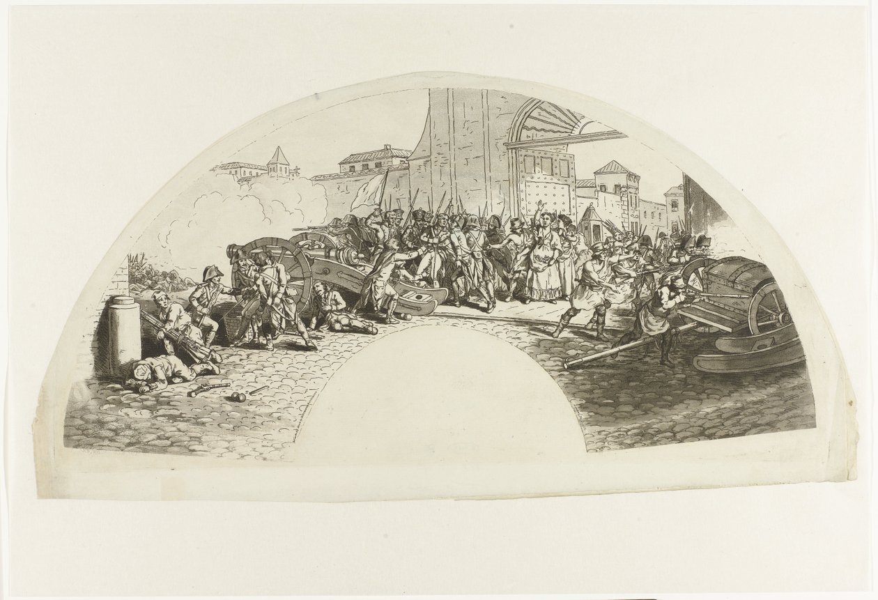 Espanjalaiset patriootit Luis Daoiz ja Pedro Velarde y Santillán kuolivat puolustaessaan Madridia ranskalaisjoukkoja vastaan ​​Parque de Artilleriassa 2. toukokuuta 1808. Dia Dos de Mayo de 1808. Ja Madrid tekijältä Anonymous