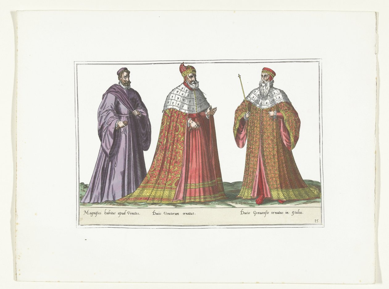 Tres homes vestits a la moda italiana, cap al 1580 Vestuaris Italiens (títol sobre objecte)acabat tekijältä Anonymous