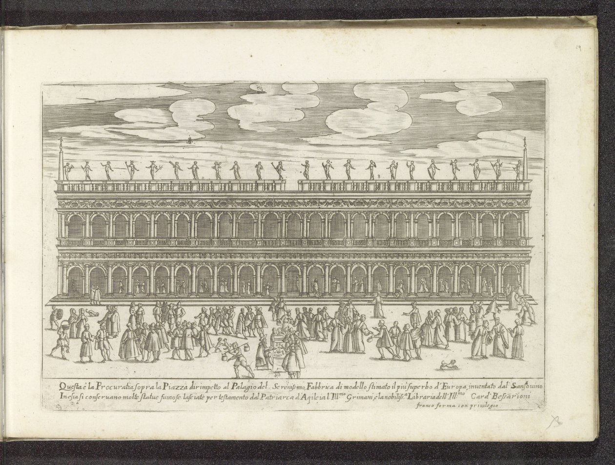 Julkisivu on Biblioteca Marciana te Venetië Scenes uit het Venetiaanse leven (sarjan nimi) Habiti d