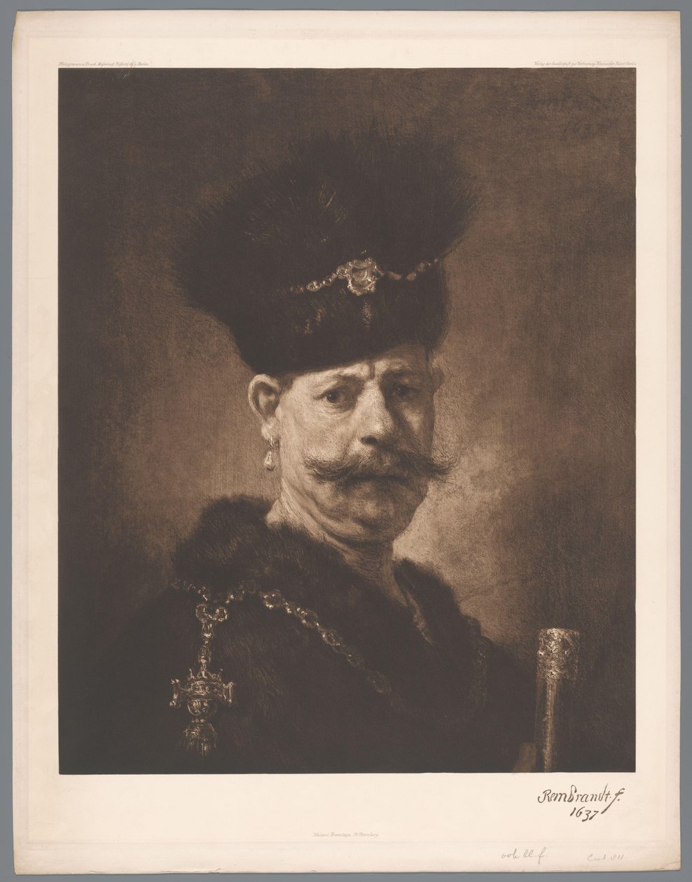 Valokuvakopio Rembrandtin maalauksesta Muotokuva [?], koll. Eremitaaši Pietarissa kaiserl. Eremitage, Pietari. (sarjan nimi) tekijältä Anonymous