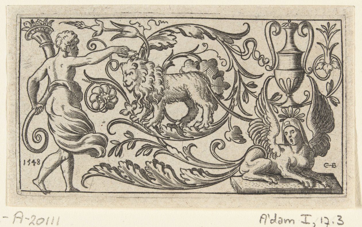 Frisó amb lleó Acaben els frisons amb grotescos, treballs en pergaminos, criatures de fantasia, animals i vinyes de fulla (títol de la sèrie) tekijältä Anonymous
