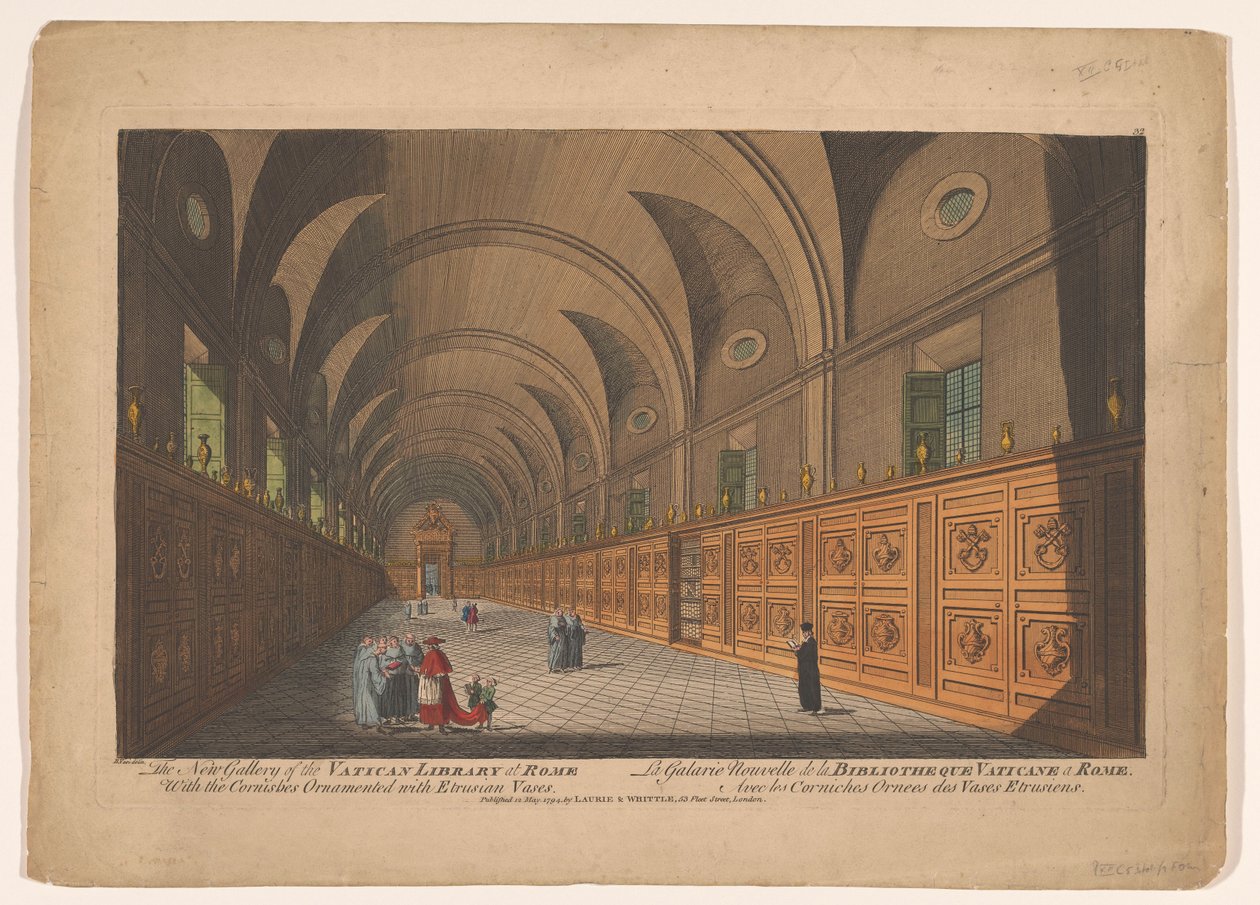 Galleria Vatikaanin kirjastossa Vatikaanin kirjaston uusi galleria Roomassa / La Galarie Nouvelle de la Bibliotheque Vaticane a Rome (otsikko esineessä) tekijältä Anonymous