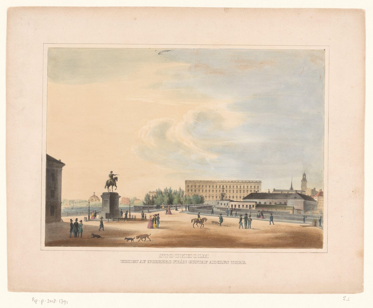 Gezicht op Gustav Adolfs torg, te Tukholma Tukholma. Näkymä Norrbroon Gustaf Adolfs torgilta (otsikko esineessä) tekijältä Anonymous