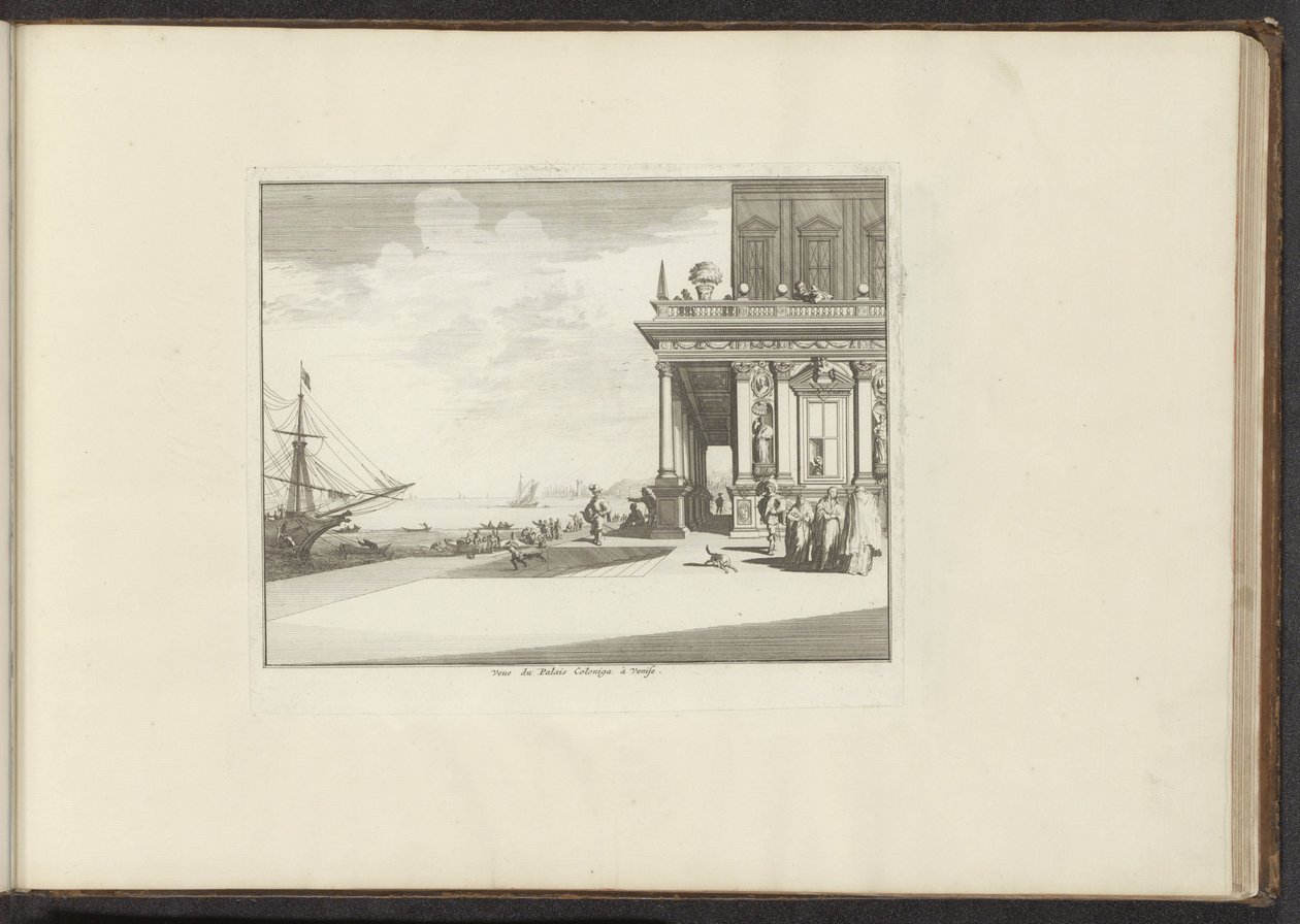 Näkymä Palazzo Collinalle Venetsiassa Vue du Palais Collina a Venise (otsikko esineessä) Palatsit ja muistomerkit Venetsiassa, Livornossa, Napolissa ja Roomassa (sarjan nimi) tekijältä Anonymous