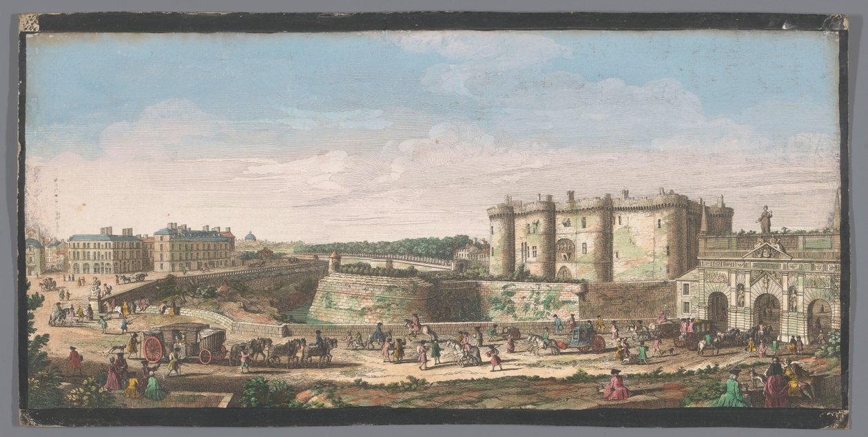 Näkymä Bastillelle ja Porte Saint-Antoinen Pariisissa Näkymä Bastille de Parisille, Porte St. Antoine, et d