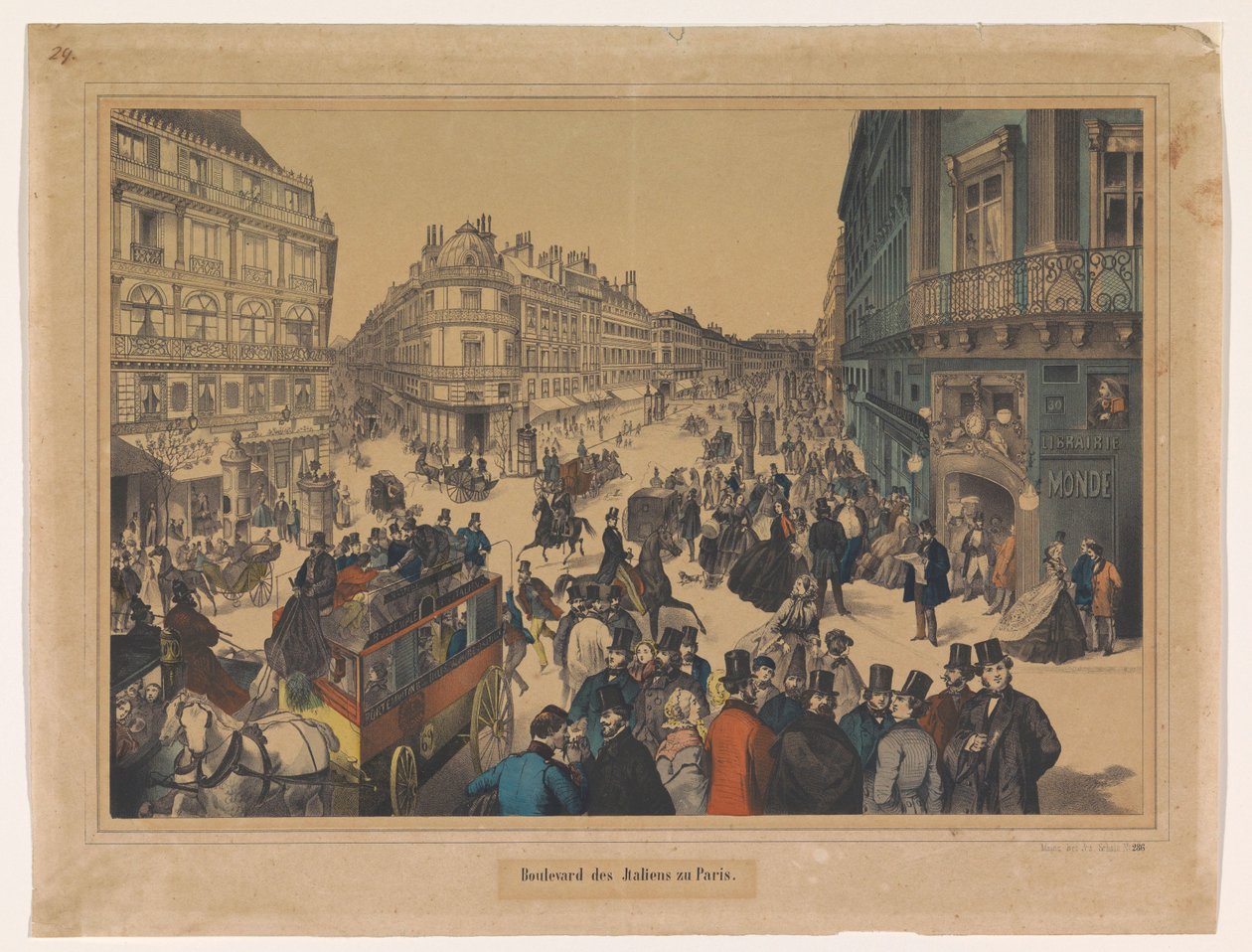 Näkymä Boulevard des Italiensille Pariisissa Boulevard des Italiens zu Paris (otsikko esineessä) tekijältä Anonymous