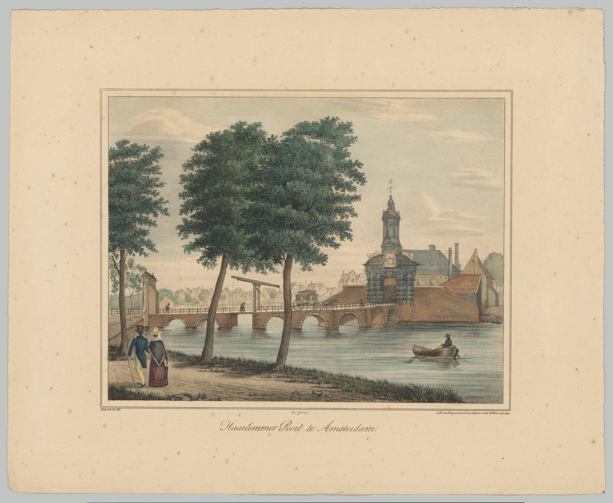 Näkymä Haarlemmerpoortille Amsterdamissa Haarlemmer Poort Amsterdamissa (otsikko esineessä) Amsterdamin kaupungin kuuden pääportin kasvot. 1st Cahier (sarjan nimi) tekijältä Anonymous
