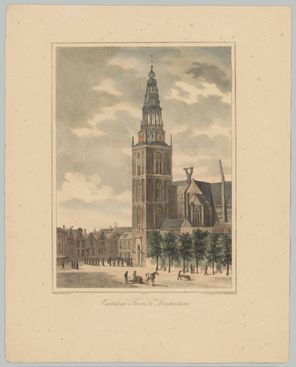 Näkymä Amsterdamin Oudekerkstorenille Oudekerks Tower Amsterdamissa (otsikko esineessä) Amsterdamin kaupungin kuuden päätornin kasvot. 2nd Cahier (sarjan nimi) tekijältä Anonymous
