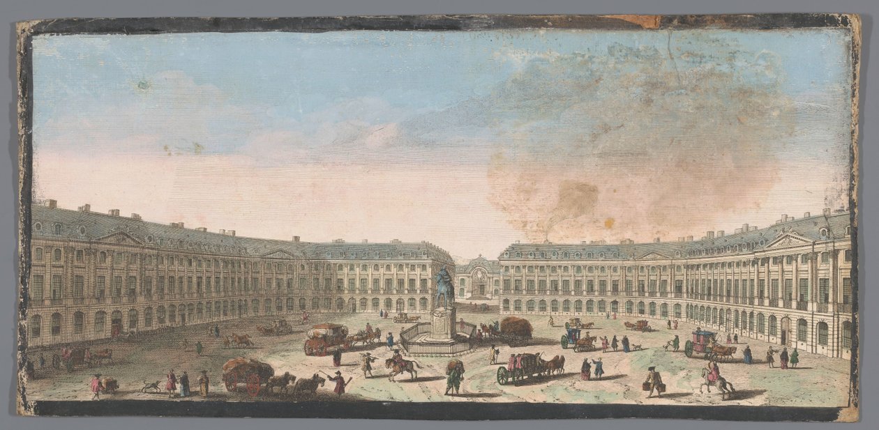 Näkymä Place Vendôme -aukiolle Pariisissa Vue de la Place de Louis le Grand (otsikko esineessä) tekijältä Anonymous