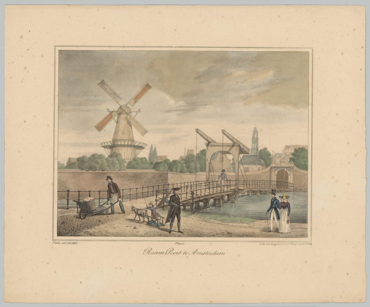 Näkymä Raampoortille Amsterdamissa Window Gate Amsterdamissa (otsikko esineessä) Amsterdamin kaupungin kuuden pääportin kasvot. 1st Cahier (sarjan nimi) tekijältä Anonymous