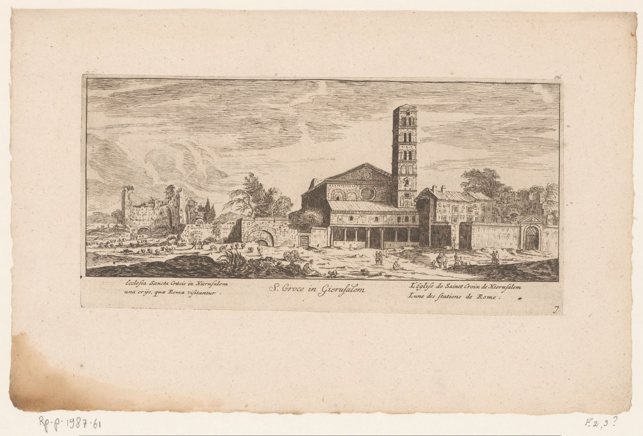 Gezicht op de Santa Croce Gerusalemmessa, Roomassa S. Croce Gierusalemissa / Pyhän Ristin kirkko Jerusalemissa yksi (...) / L