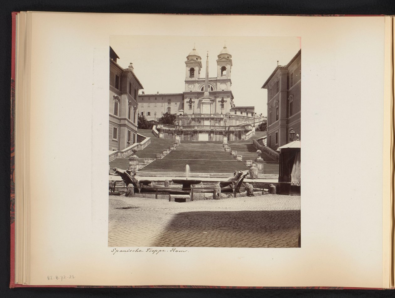 Näkymä Espanjalaisille portaille, Piazza di Spagnalle ja Trinità dei Montille Roomassa, Italiassa espanjalainen Treppe. rom (otsikko esineessä) tekijältä Anonymous