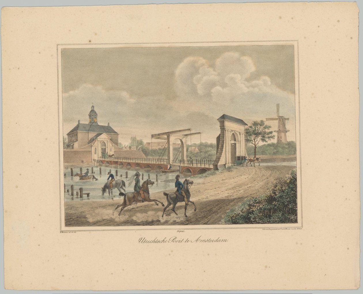 Näkymä Utrechtin portille Amsterdamissa Utrechtse Poort Amsterdamissa (otsikko esineessä) Amsterdamin kaupungin kuuden pääportin kasvot. 1st Cahier (sarjan nimi) tekijältä Anonymous