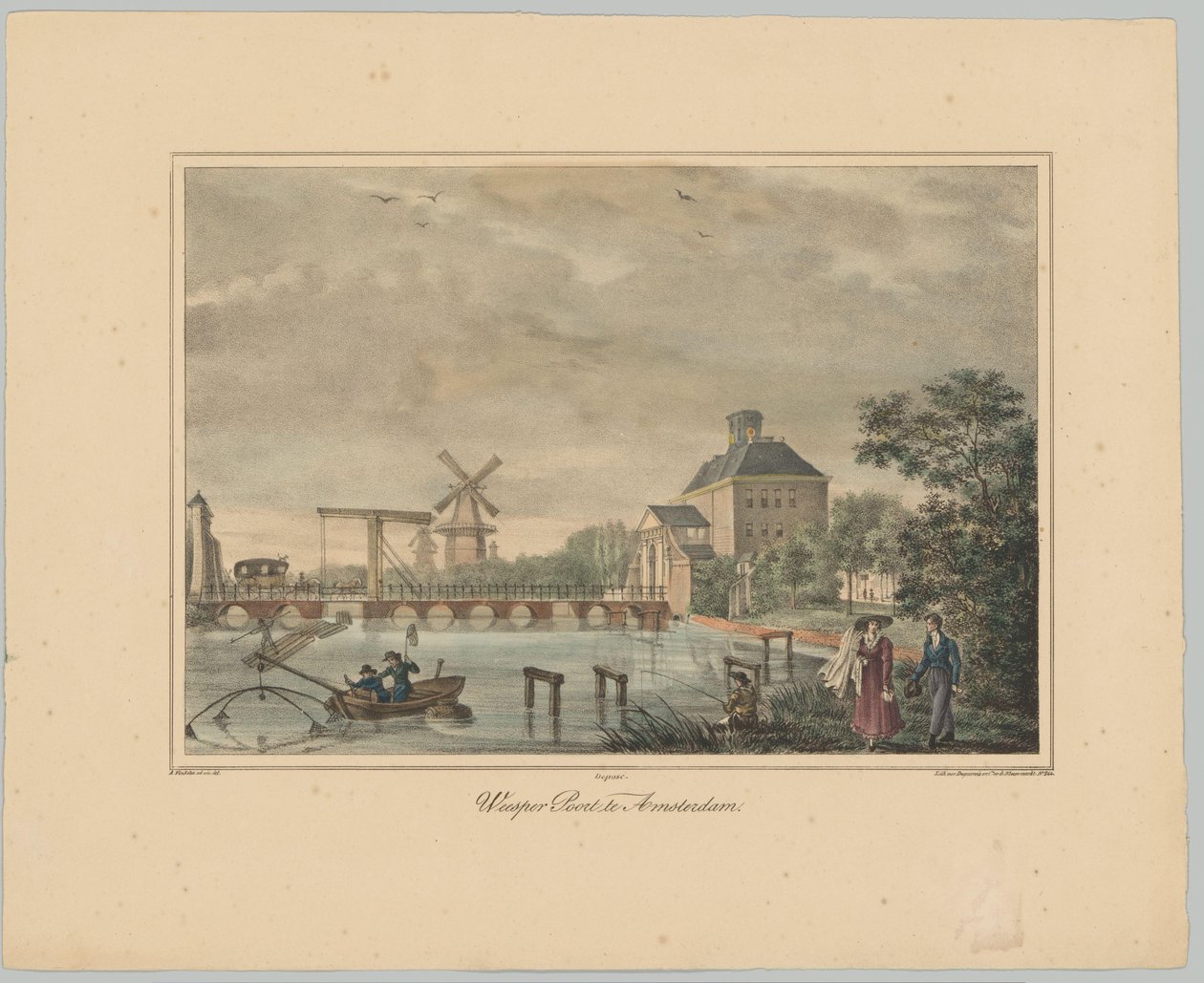 Näkymä Weesperpoortista Amsterdamissa Weesper Poort Amsterdamissa (otsikko esineessä) Amsterdamin kaupungin kuuden pääportin kasvot. 1st Cahier (sarjan nimi) tekijältä Anonymous