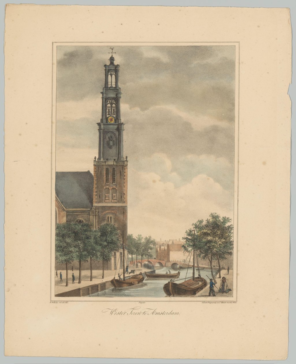 Näkymä Westertorenille Amsterdamissa Wester Toren Amsterdamissa (otsikko esineessä) Amsterdamin kaupungin kuuden päätornin kasvot. 2nd Cahier (sarjan nimi) tekijältä Anonymous