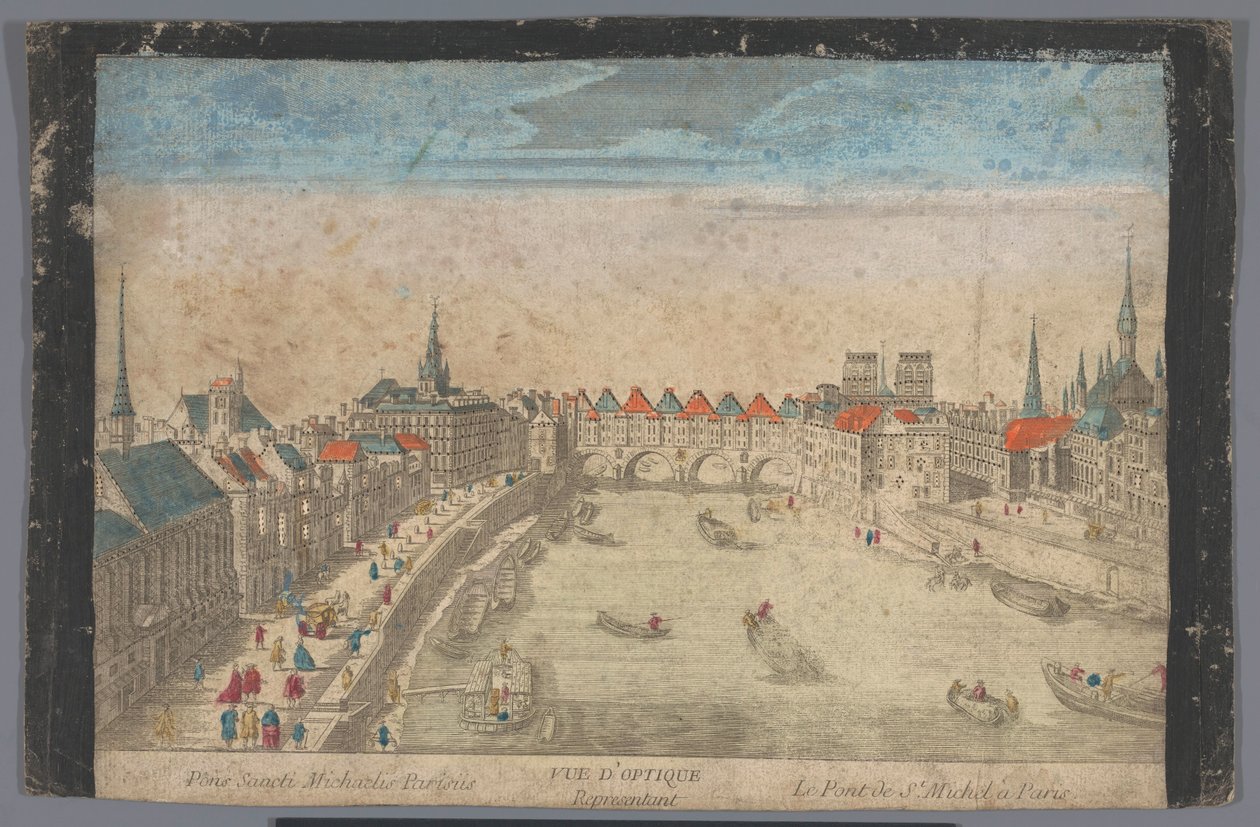 Näkymä rakennettu Pont Saint-Michel yli Seine-joen Pariisissa Vue d