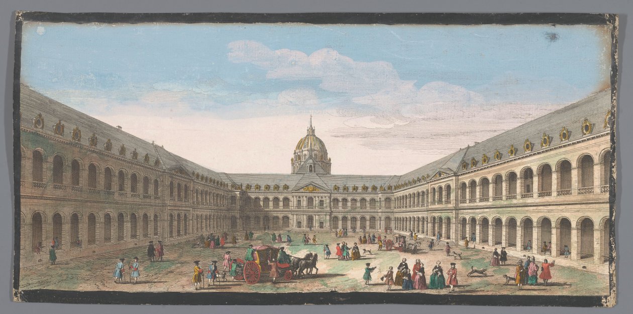 Näkymä Hôtel des Invalidesin sisäpihalle Pariisissa Vüe ​​​​de la grande cour de l