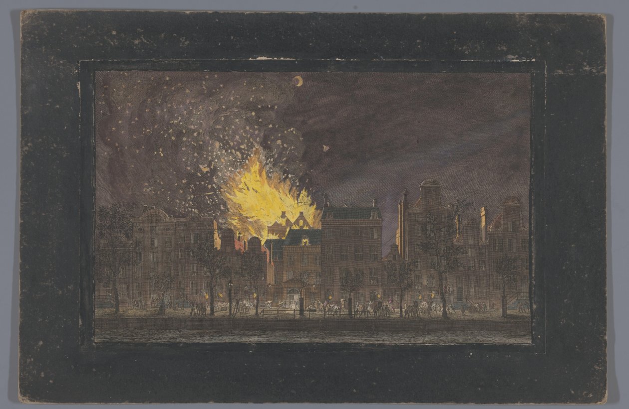 Näkymä tulipalosta Schouwburgissa Amsterdamissa 11. toukokuuta 1772 tekijältä Anonymous