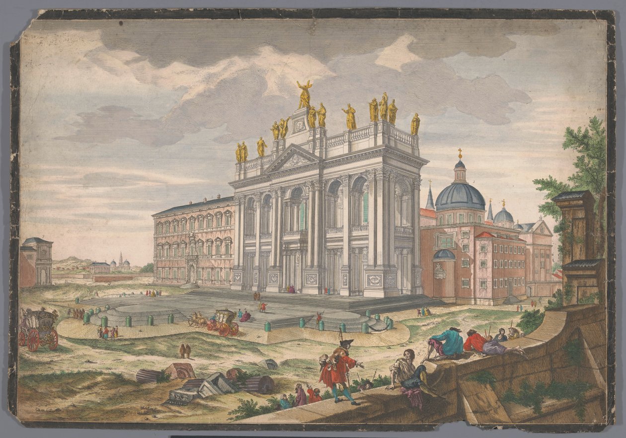Näkymä Pyhän Johanneksen Lateranin kirkolle Roomassa Veduta della Basilica di S. Giovanni Laterano (otsikko esineessä) tekijältä Anonymous