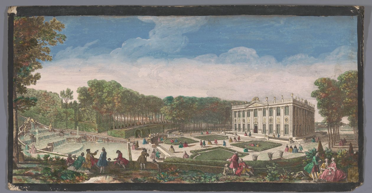 Näkymä Château de Marlyn puutarhan pienelle parterrelle Vue du Chateau de Marli du cote du petit parterre (otsikko esineessä) tekijältä Anonymous