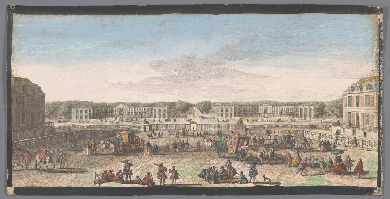 Näkymä Versaillesin palatsin tallille Vue des ecuries de Versailles -palkinnon toinen säleikkö (nimi esineessä) tekijältä Anonymous