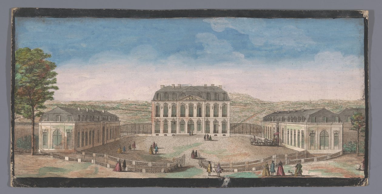 Näkymä Chateau de Belle-Vuen edestä Meudonissa Vüe ​​​​du Chateau de Belle-Vüe -palkinto du coté de la cour (nimi esineessä) tekijältä Anonymous