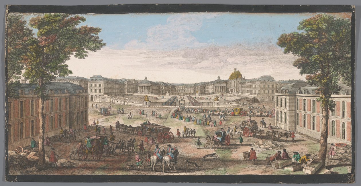 Näkymä Versaillesin palatsin edestä Sekalaiset vues du Chateau de Versailles (otsikko esineessä) tekijältä Anonymous