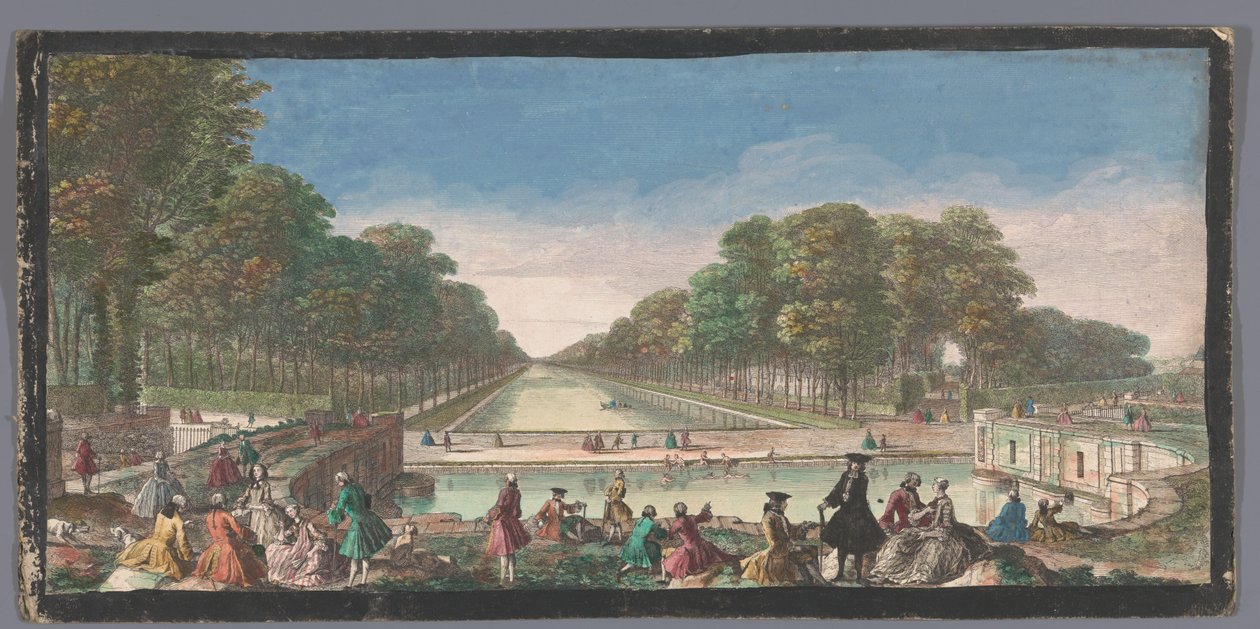 Näkymä Grand Canalille Palais de Fontainebleaun puutarhassa Veüe du Canal, Fontainebleau (otsikko esineessä) tekijältä Anonymous