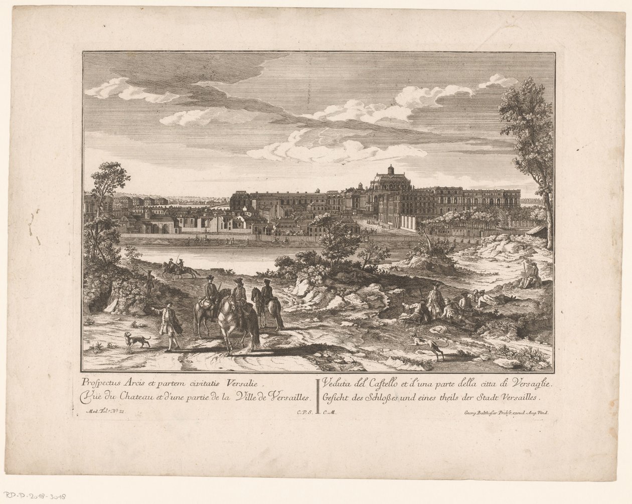 Näkymä Versaillesin palatsille ja osalle kaupunkia Prospektus Arcis et partem civitatis Versailles / Näkymä linnalle ja osalle Versaillesin kaupunkia / Näkymä linnalle ja osalle Versaillesin kaupunkia / Näkymä linnalle ja tekijältä Anonymous