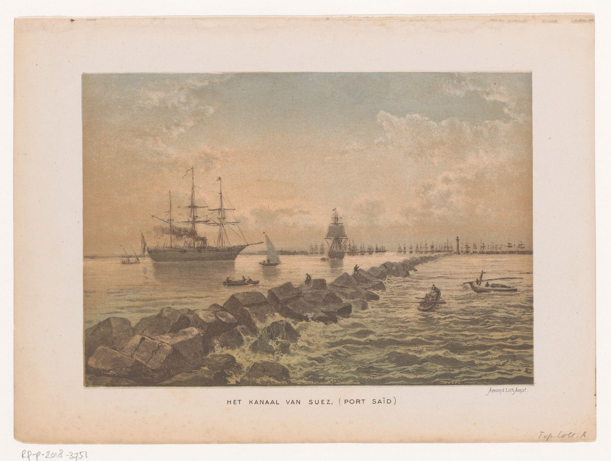 Näkymä Suezin kanavalle Port Saidissa Suezin kanava (Port Said) (otsikko esineessä) tekijältä Anonymous