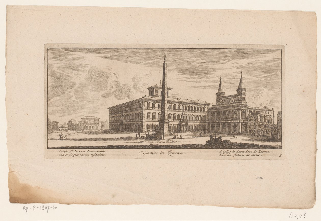 Näkymä aukiolle St. John Lateranin takana Roomassa S. Giovani in Laterano / Ecclesia St. Ioannis Lateranensis nua er ice (...) / L