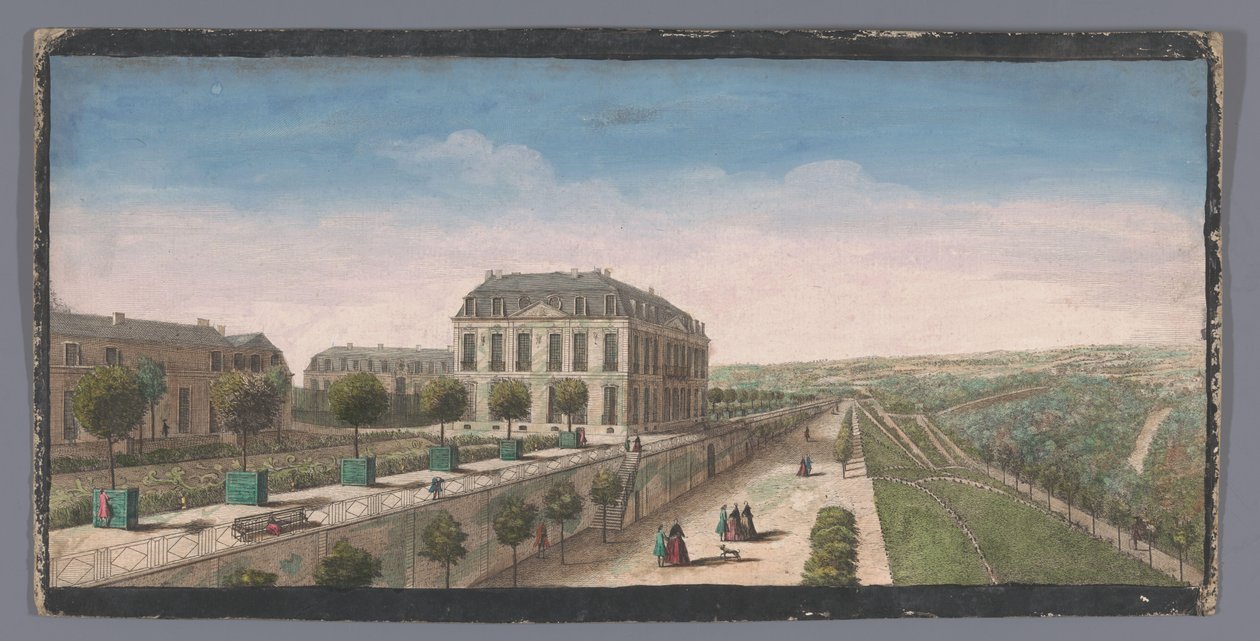 Näkymä Chateau de Belle-Vuen appelsiinipuiden terassille Meudonissa Autre vüe du Chateau de Belle-Vüe (...) (otsikko esineessä) tekijältä Anonymous