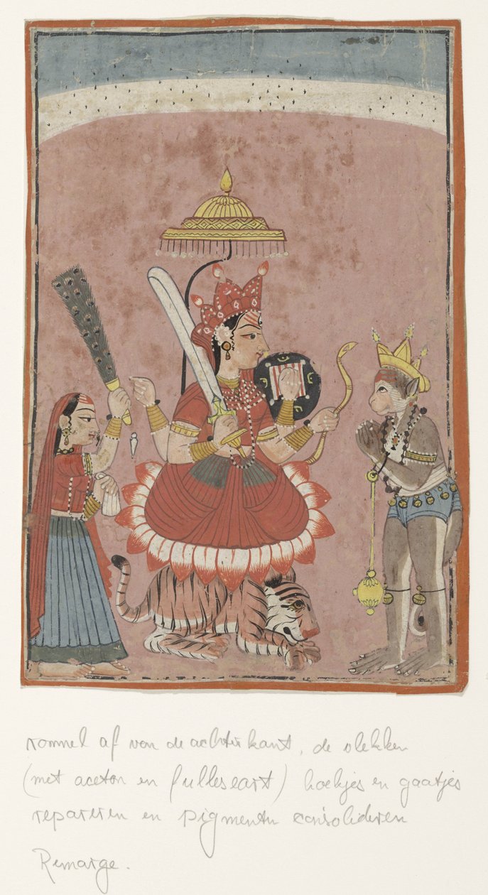 Jumalatar Durga ja Hanuman tekijältä Anonymous