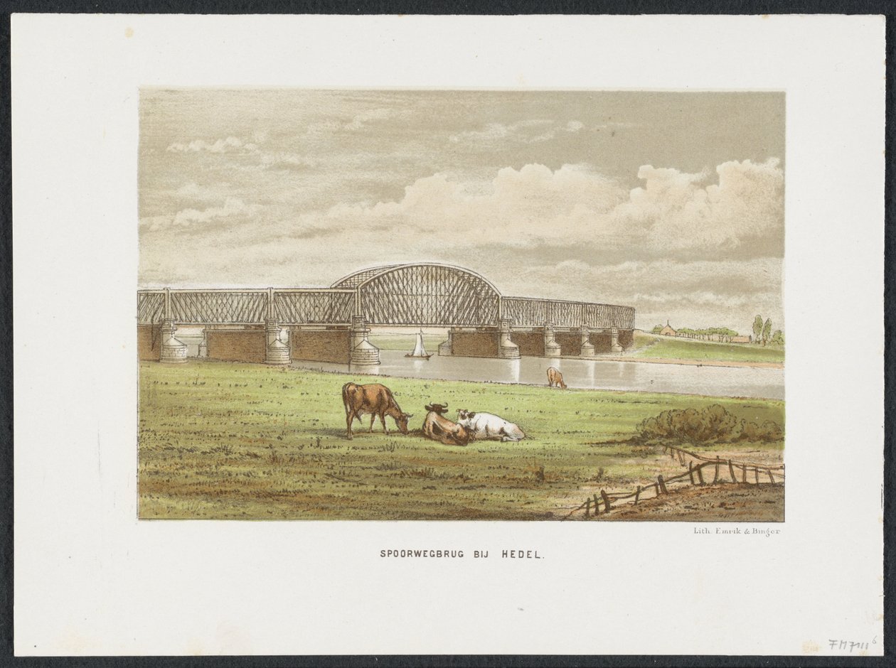 Hedelsen rautatiesilta Maasin yli, 1870 Hedelin rautatiesilta (otsikko esineessä) Päärautatiesillat Alankomaissa (sarjan nimi) tekijältä Anonymous