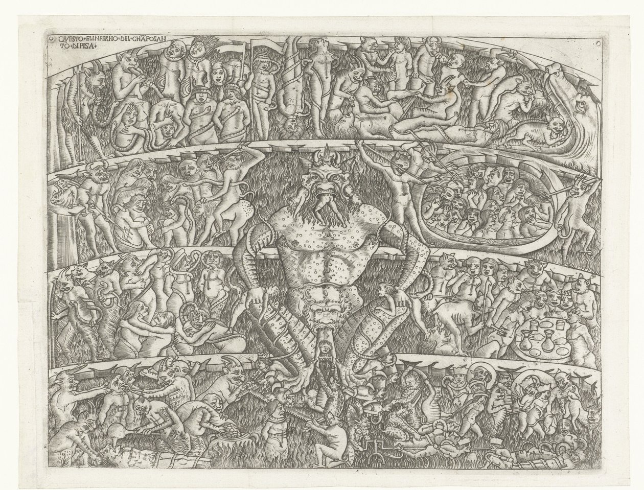 Helvetti Saatanan kanssa ja syntisten rankaiseminen demonien toimesta Questo el inferno del chapo santo di Pisa (otsikko esineessä) tekijältä Anonymous