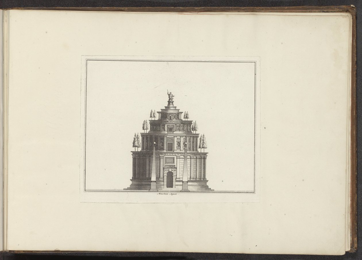 Augustuksen mausoleumi Roomassa Mausoleumi Augusti (nimi esineessä) Palatsit ja muistomerkit Venetsiassa, Livornossa, Napolissa ja Roomassa (sarjan nimi) tekijältä Anonymous