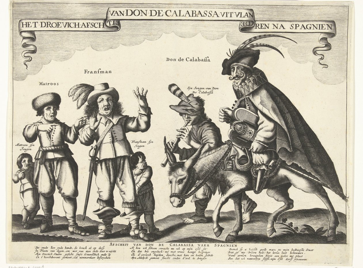 Don de Calabassan surulliset jäähyväiset Flanderista ja paluu Espanjaan, 1646 Droevich jäähyväiset Don de Calabassalle Flanderista Spagnienin jälkeen (otsikko esineessä) tekijältä Anonymous