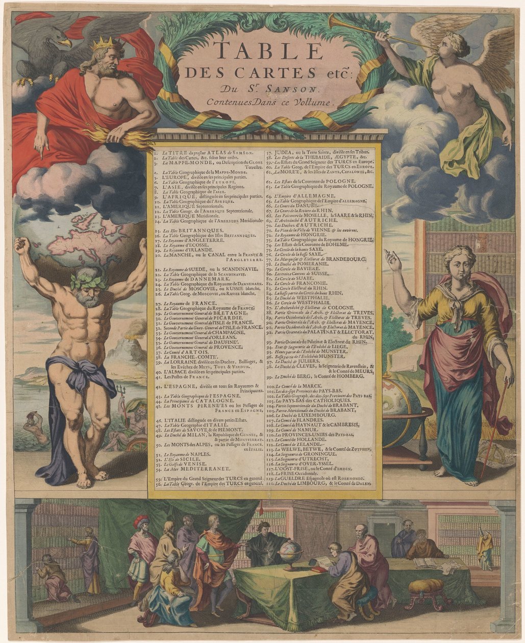 Inhoudsopgave van de Atlas Uusi ovi Nicolas Sanson Korttipöytä jne. kirjoittanut Sr. Sanson Contained In This Volume (otsikko esineessä) tekijältä Anonymous