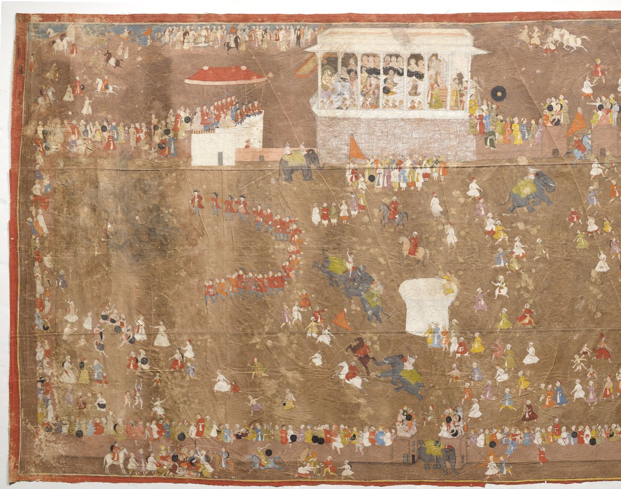Joan Ketelaarin suurlähetystö Udaipurin kuninkaalle Maharana Sangram Singh Udaipurista viihdyttämässä Johan Josua Ketelaarin johtaman hollantilaisen Itä-Intian yrityksen jäseniä vuonna 1711 tekijältä Anonymous