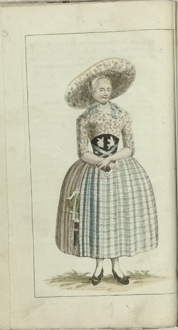 Muodin ja maun kabinetti 1791, pl. II: Zuidbevelandin talonpoikatyttö tekijältä Anonymous