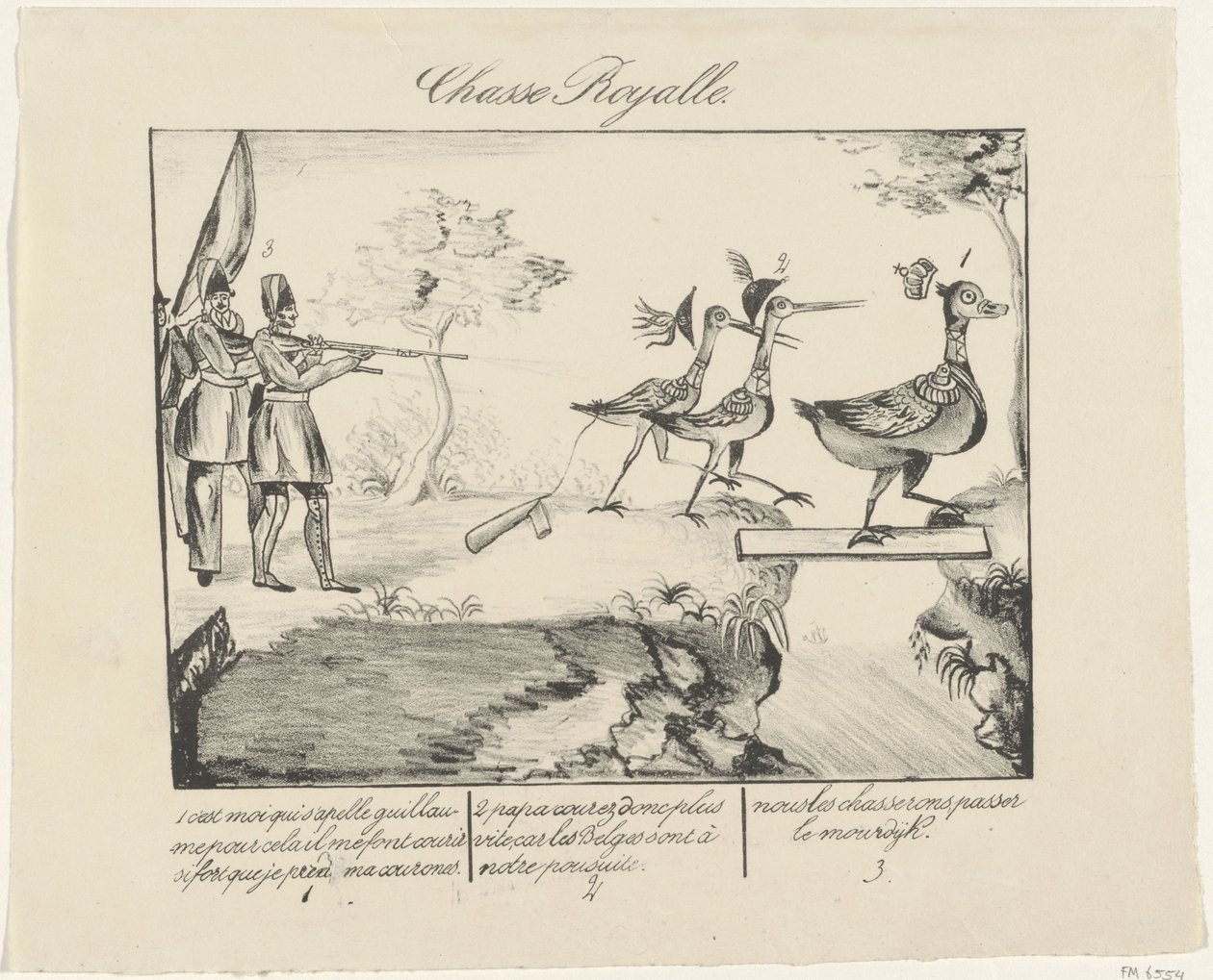 Kuninkaallinen huvivene, 1830 Chasse Royalle (nimi esineessä) tekijältä Anonymous
