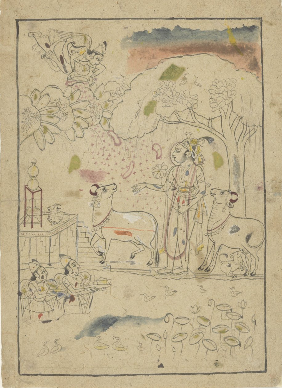 Krishna lehmien kanssa linga-alttarilta tekijältä Anonymous