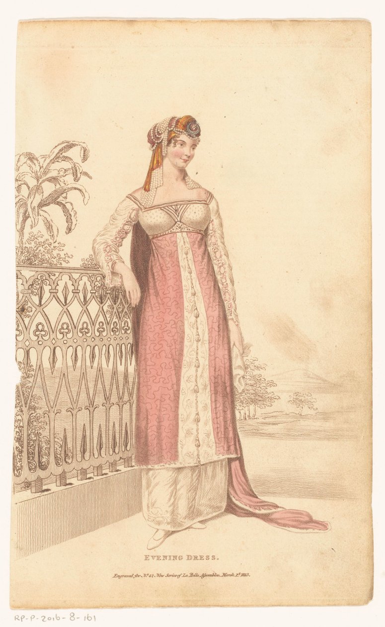 La Belle Assemblee, 1. maaliskuuta 1813, nro 42 (uusi sarja): Iltapuku tekijältä Anonymous