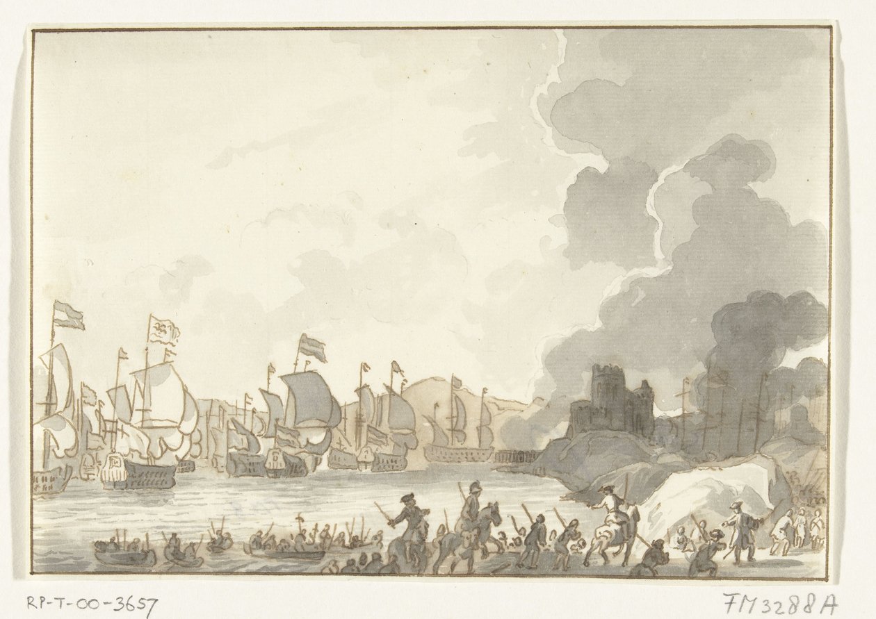 Englannin ja hollantilaisen laivaston maihinnousu Cadizissa, 1702 tekijältä Anonymous