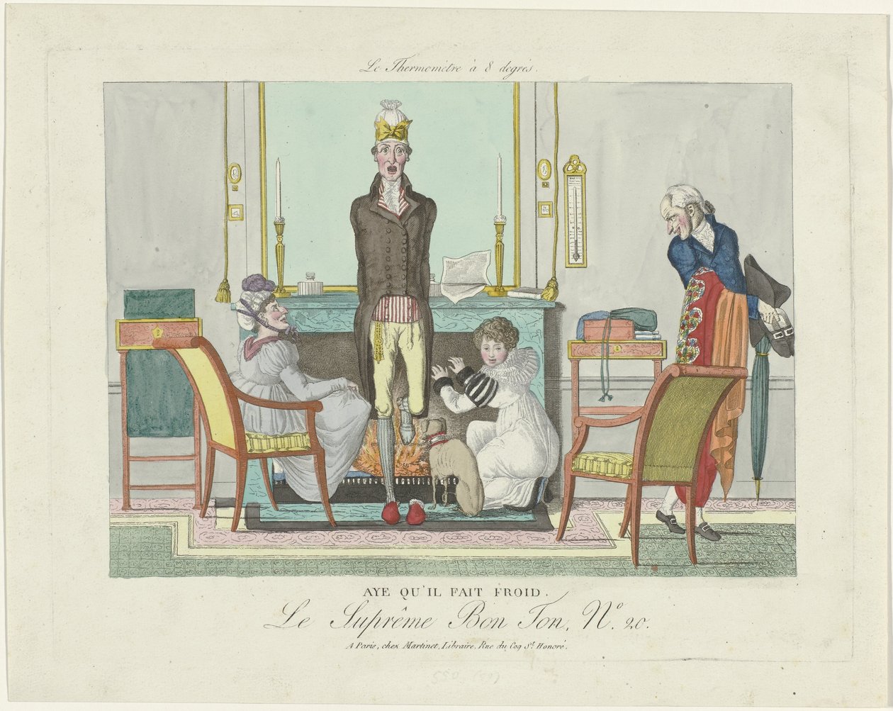 Le Supreme Bon Ton, 8 asteen lämpömittari, 1800-1815, nro 20: Kyllä, on kylmä. tekijältä Anonymous